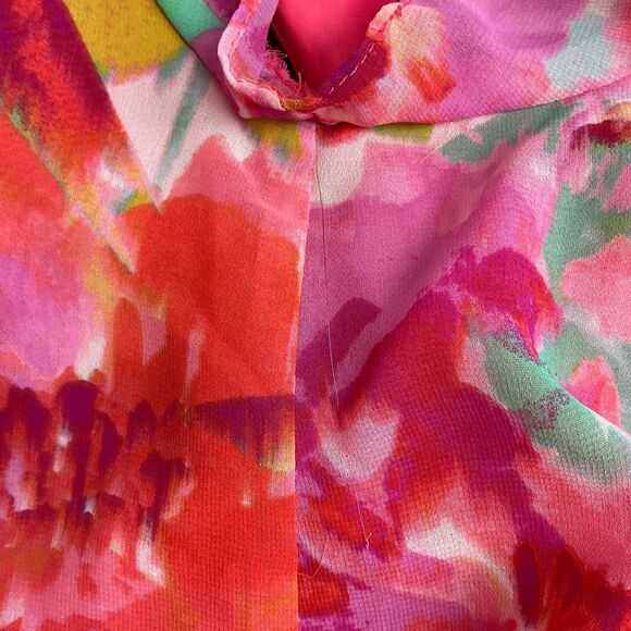 Eliza J Pink and Orange Floral Water Color Short Sleeve Shift Dress Size 6 - Picture 12 of 12